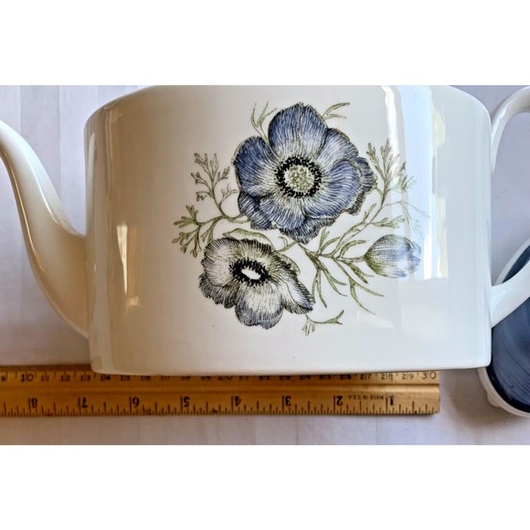 VTG RARE 1960s Susie Cooper Glen Mist Blue & Gray Poppies Oval Tea Pot~England - Picture 6 of 10